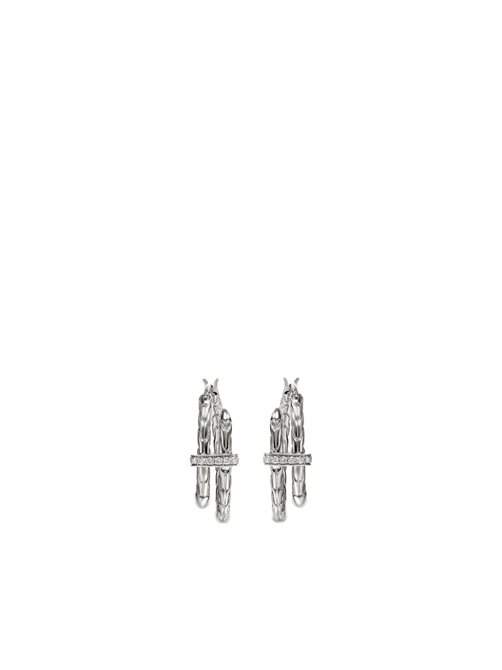 John Hardy sterling silver small Spear diamond hoop earrings - Argento