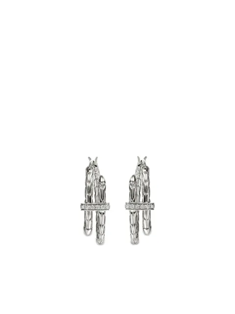 John Hardy sterling silver small Spear diamond hoop earrings