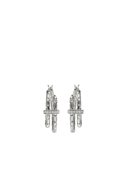 Petites créoles Spear en sterling serties de diamants - John Hardy - Modalova