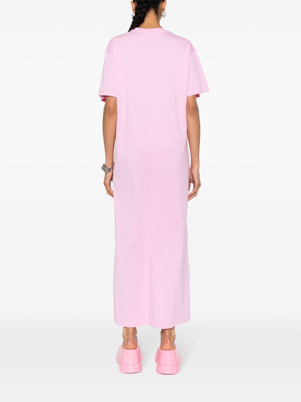 Shop Msgm Logo-print Maxi T-shirt Dress In Pink