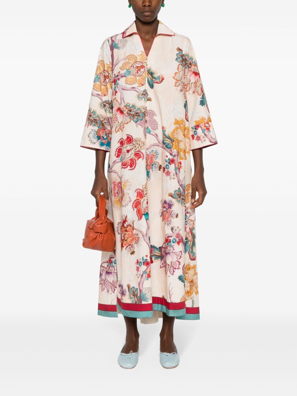 F.R.S For Restless Sleepers Maxi-jurk met bloemenprint Beige