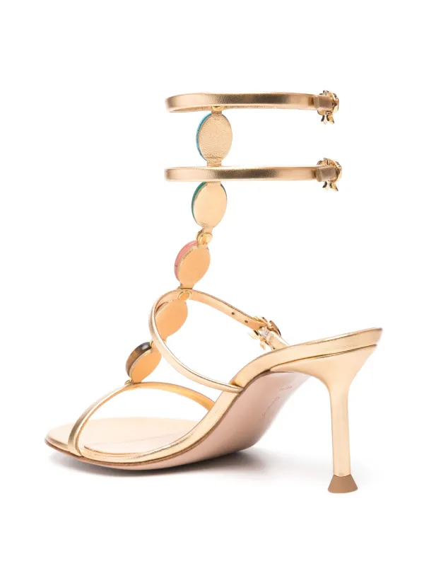 Gianvito Rossi 70mm Shanti Leather Sandals | Gold | FARFETCH