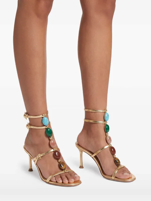 Gianvito Rossi 70mm Shanti Leather Sandals | Gold | FARFETCH