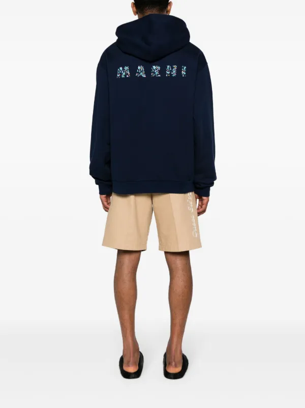 Marni logo-print Cotton Hoodie | Blue | FARFETCH Marni logo-print Cotton Hoodie | Blue | FARFETCH