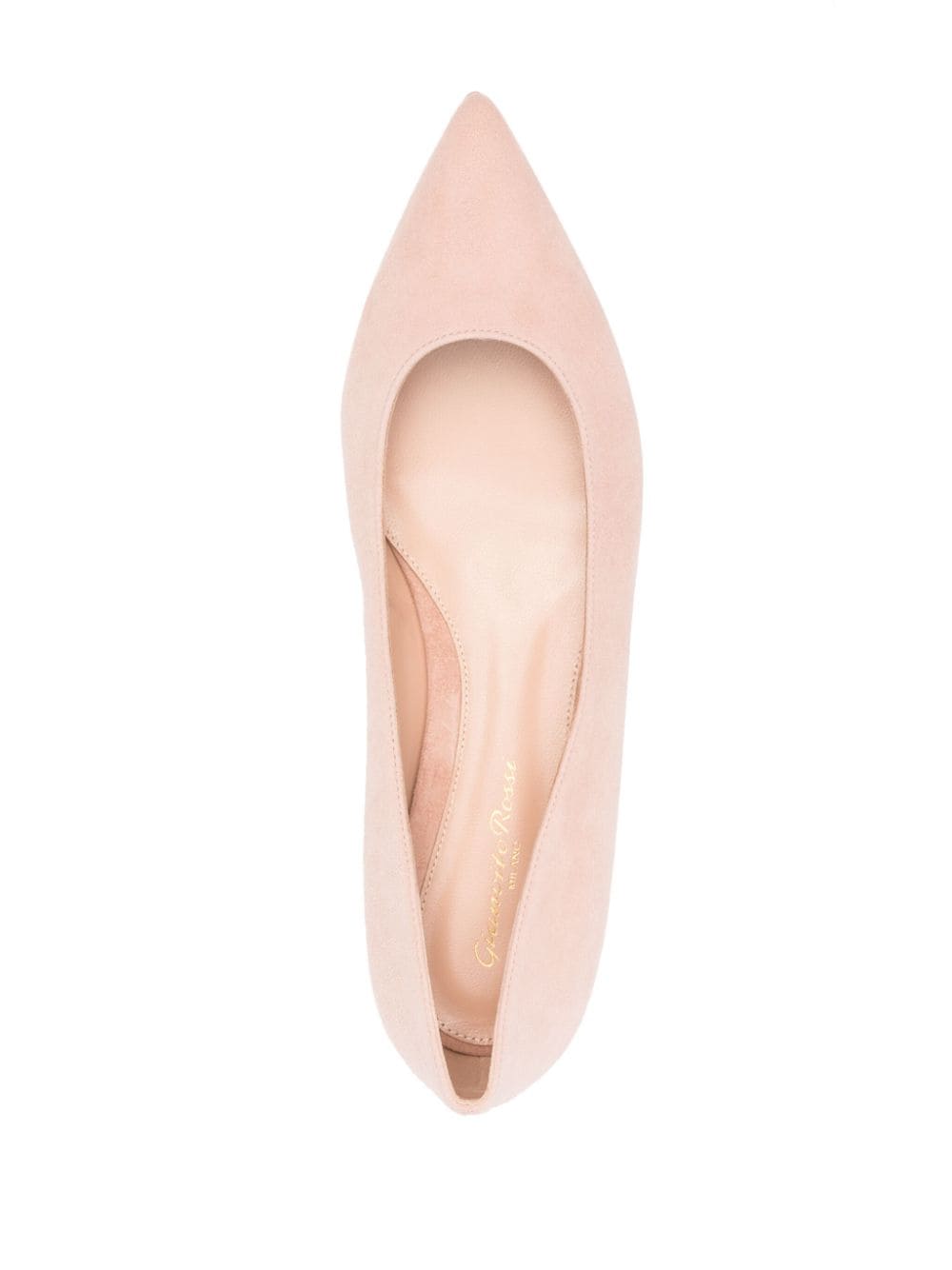 Shop Gianvito Rossi Suede Pointed-toe Ballerina Shoes In Pink