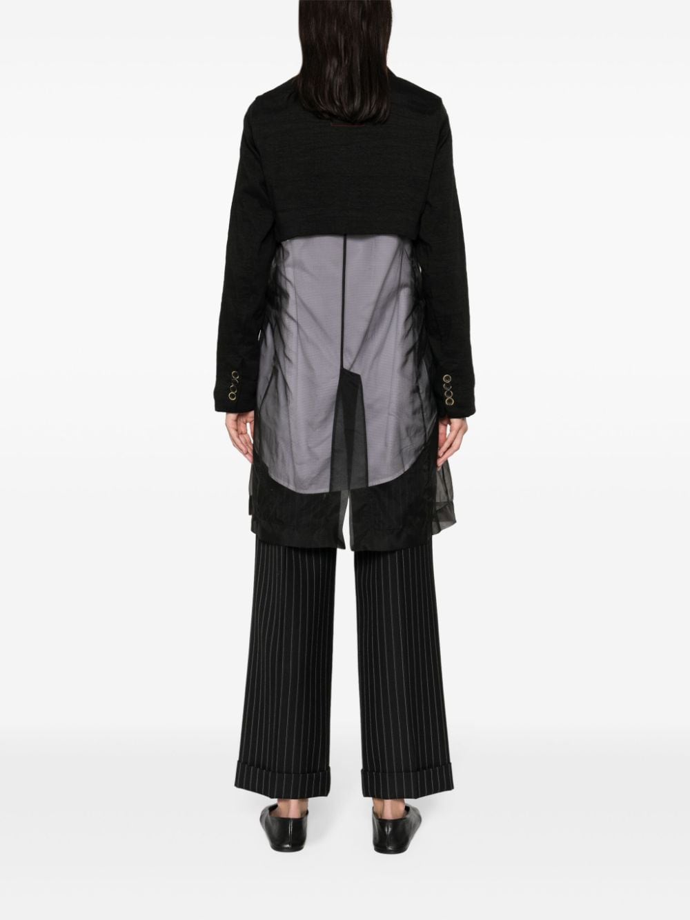 Shop Uma Wang Semi-sheer Panelled Coat In Black