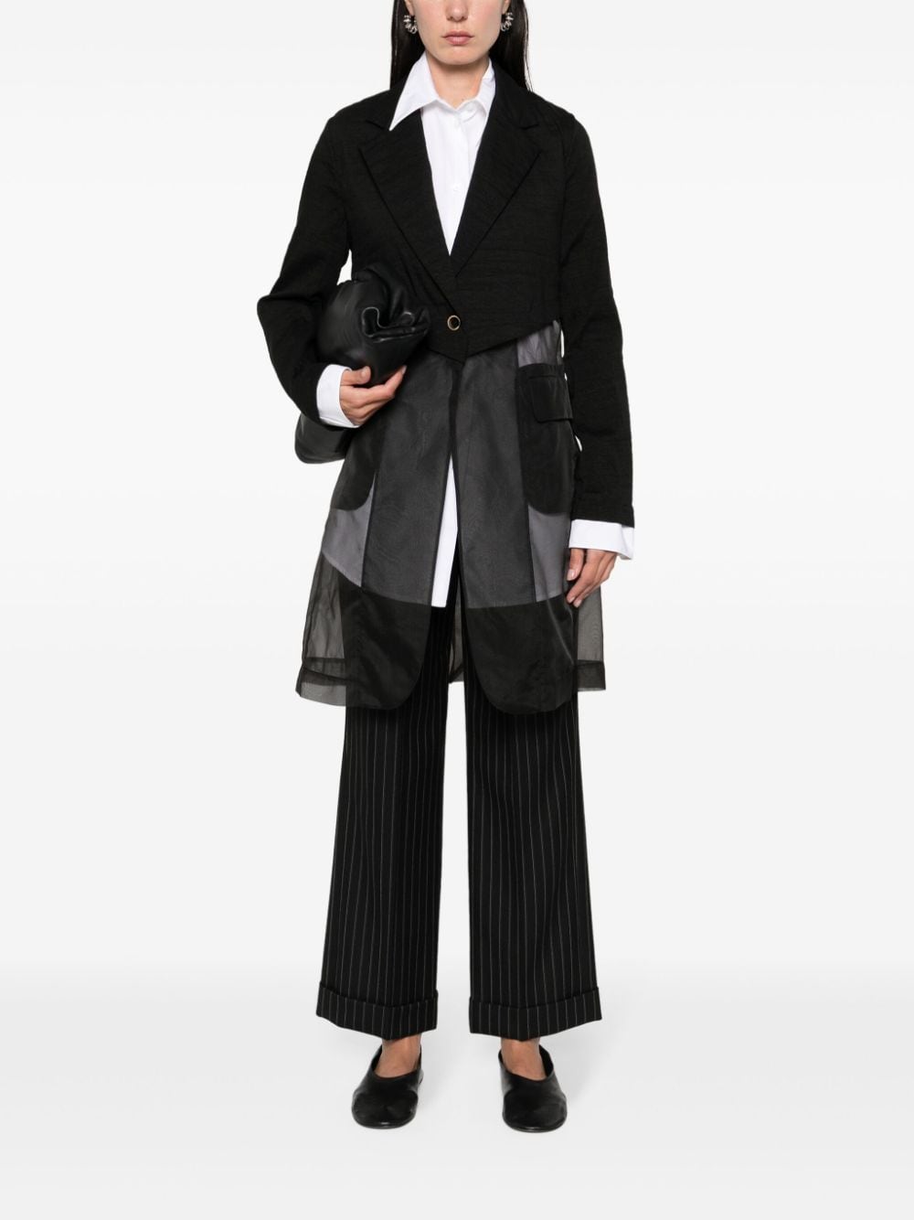 Shop Uma Wang Semi-sheer Panelled Coat In Black