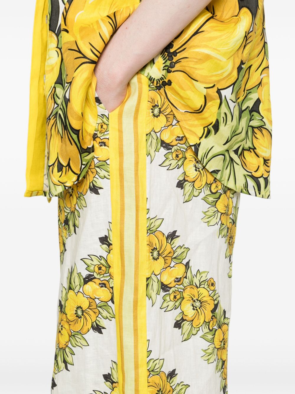 Shop Alemais Gisela Floral-print Trousers In Yellow
