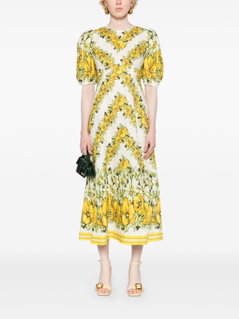 Shop Alemais Gisela Floral-print Midi Dress In Yellow