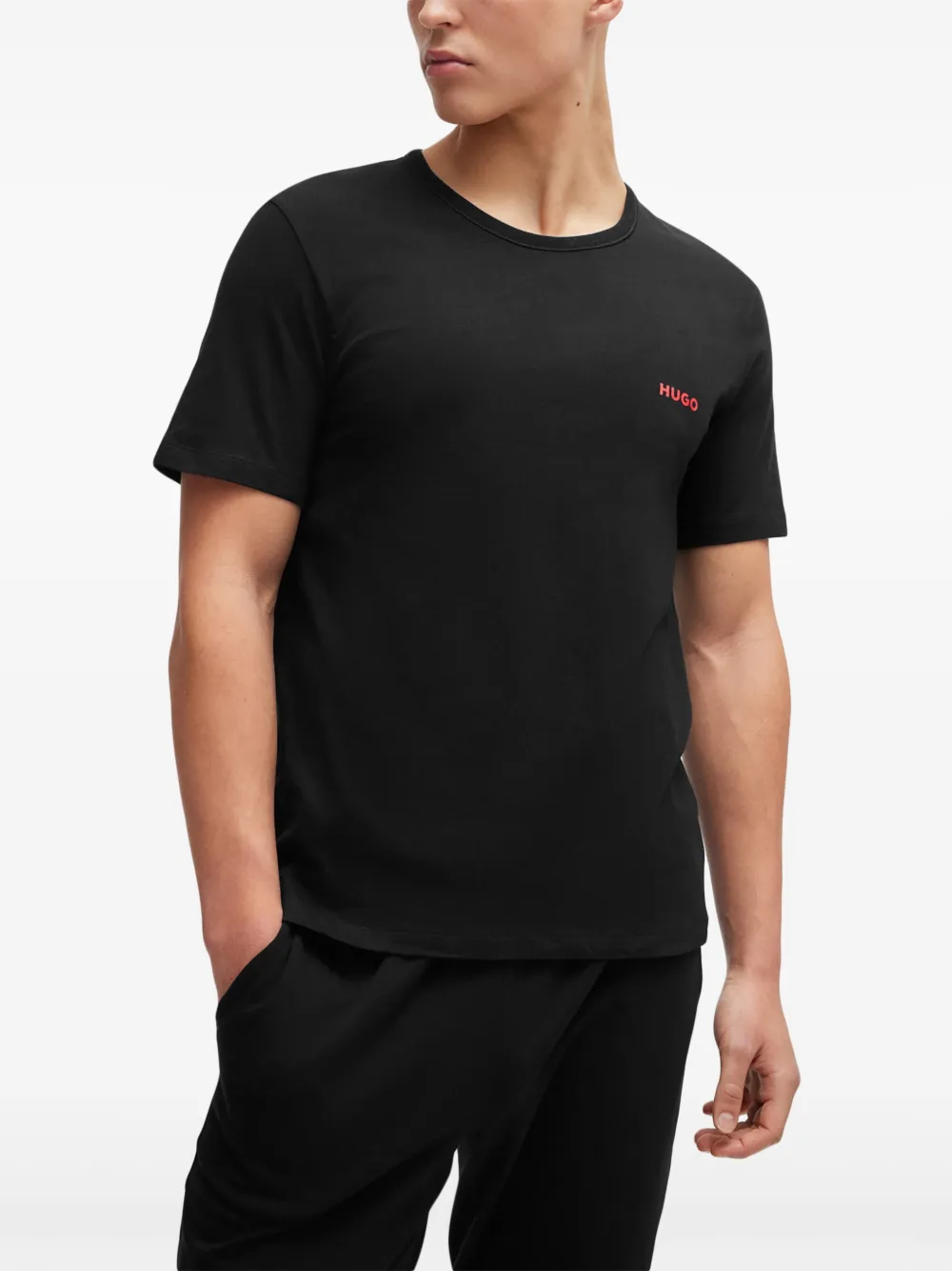 HUGO Drie T-shirts met logoprint Zwart