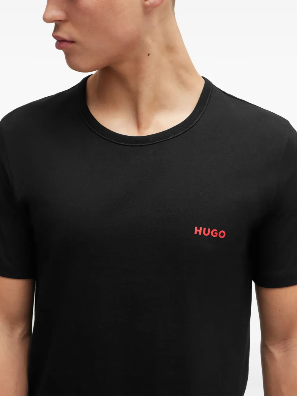 HUGO Drie T-shirts met logoprint Zwart