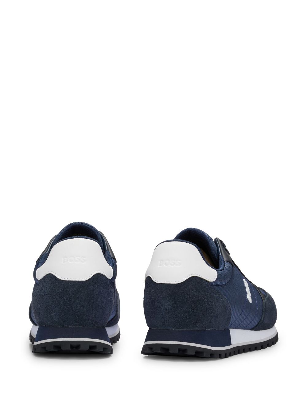 Shop Hugo Boss Logo-appliqué Panelled Sneakers In Blue