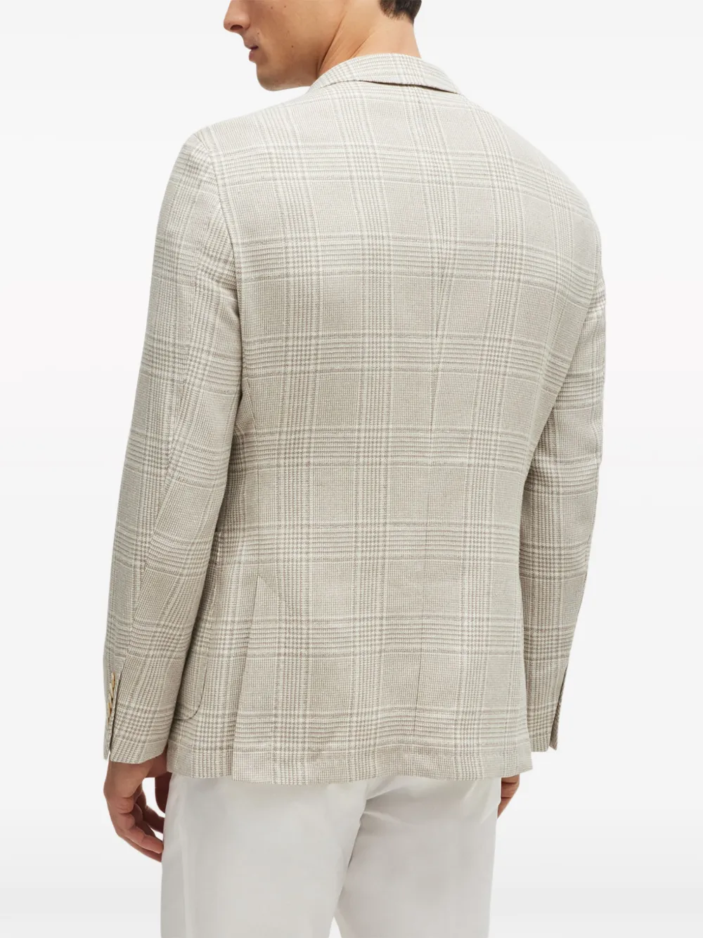 Hugo Boss Plaid Cupro Blazer In Neutral