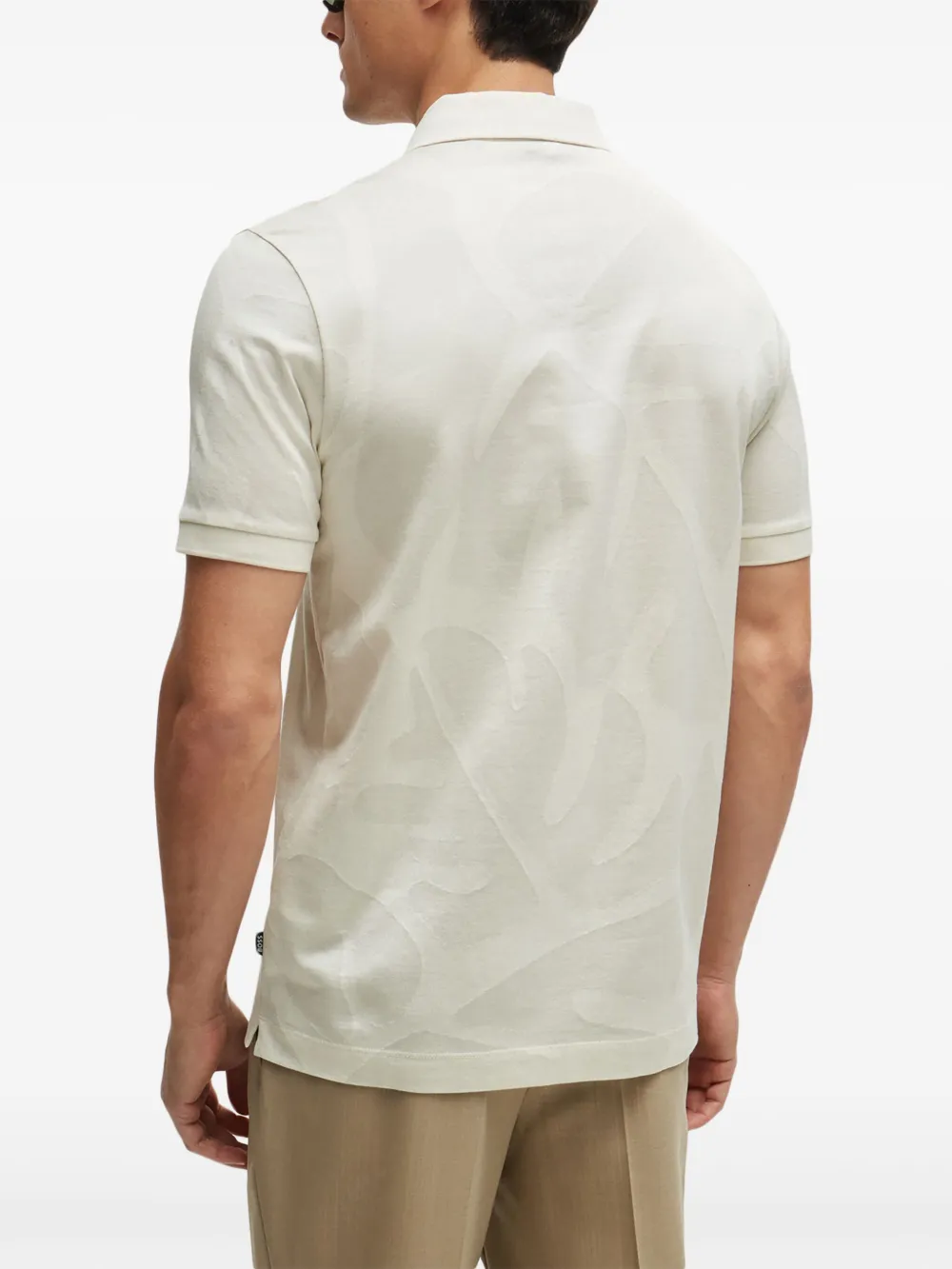 BOSS Katoenen poloshirt met jacquard Beige