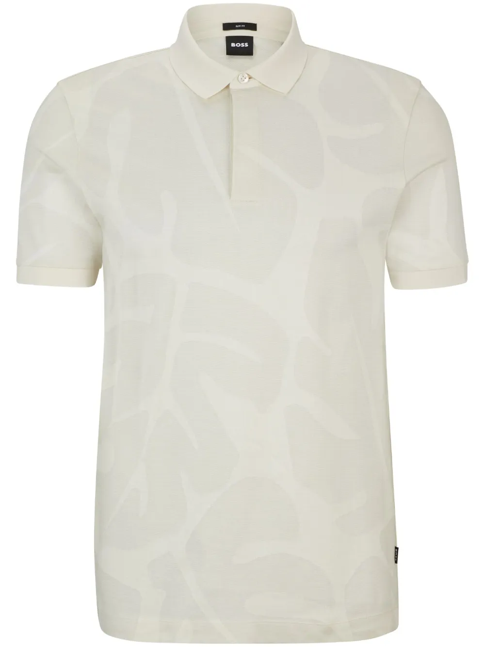 BOSS Katoenen poloshirt met jacquard Beige