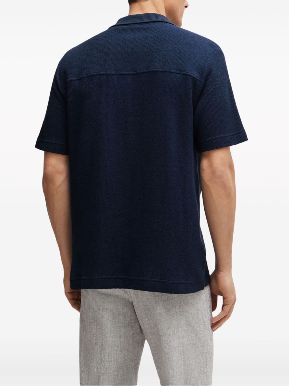 Shop Hugo Boss Short-sleeve Cotton Shirt In 蓝色