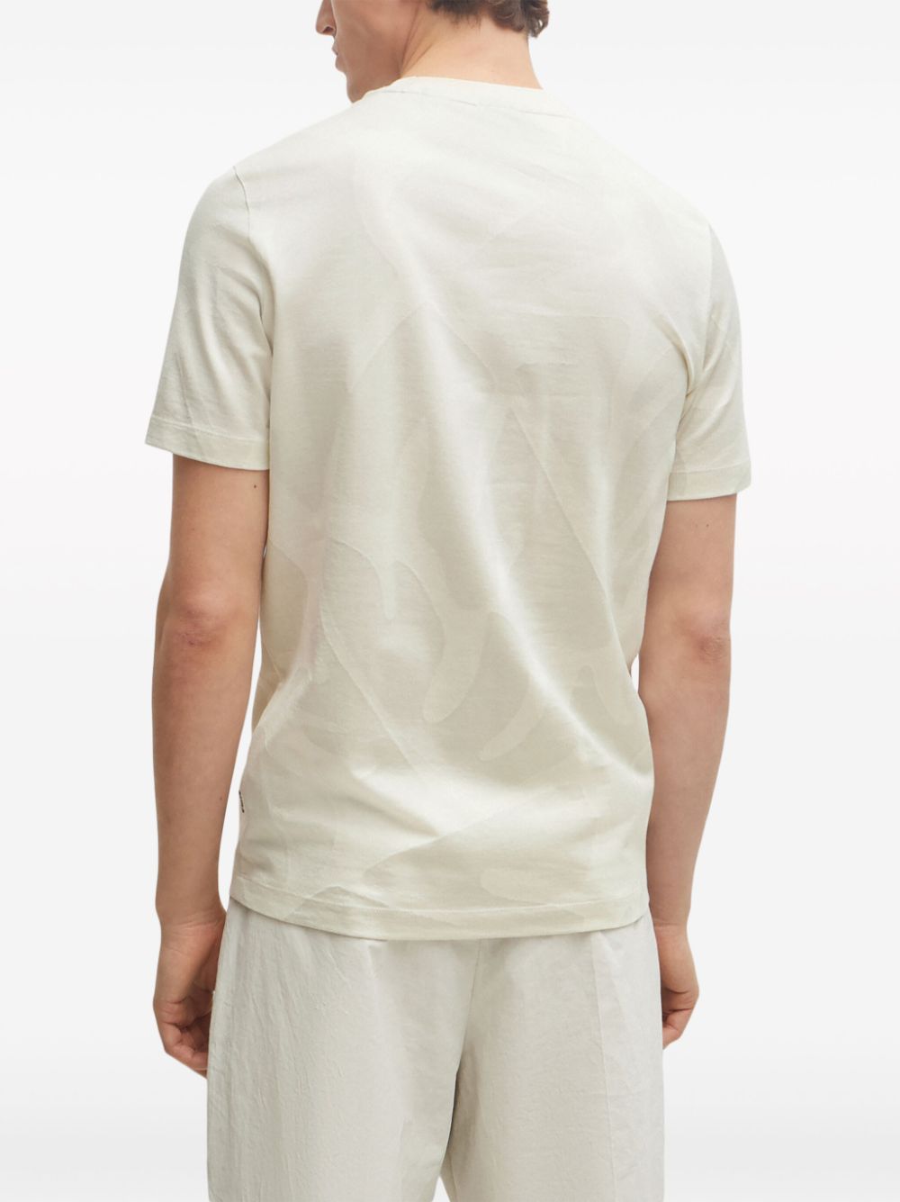 Shop Hugo Boss Cotton Jacquard T-shirt In Neutrals