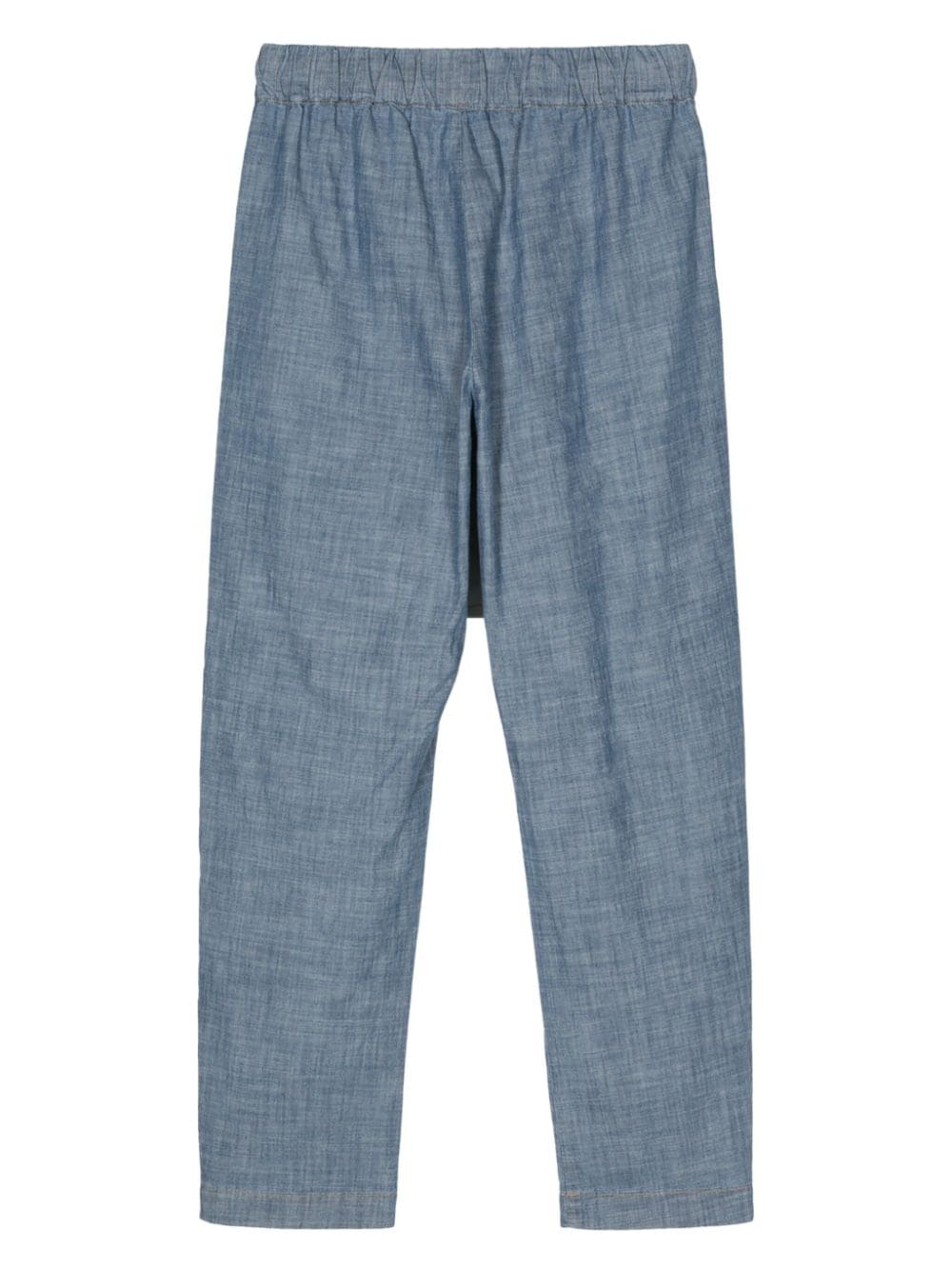 Shop Semicouture Chambray Cotton Trousers In Blue