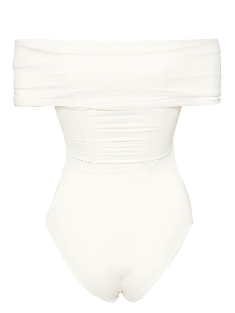 Shop Gentry Portofino Knot-detail Mesh Swimsuit In Neutrals