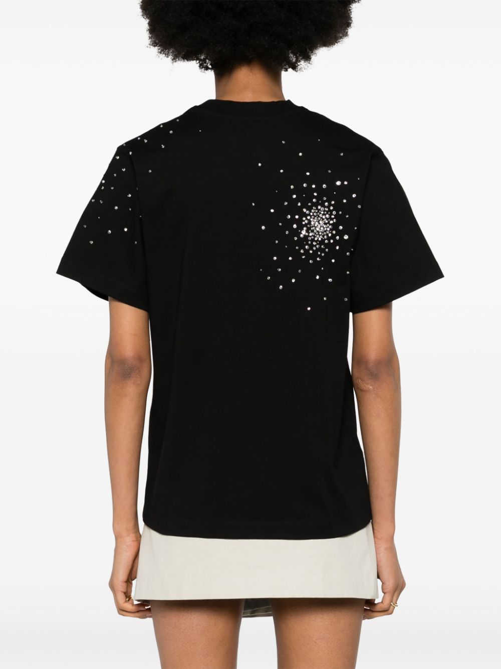 Shop Des Phemmes Crystal-embellished T-shirt In Black