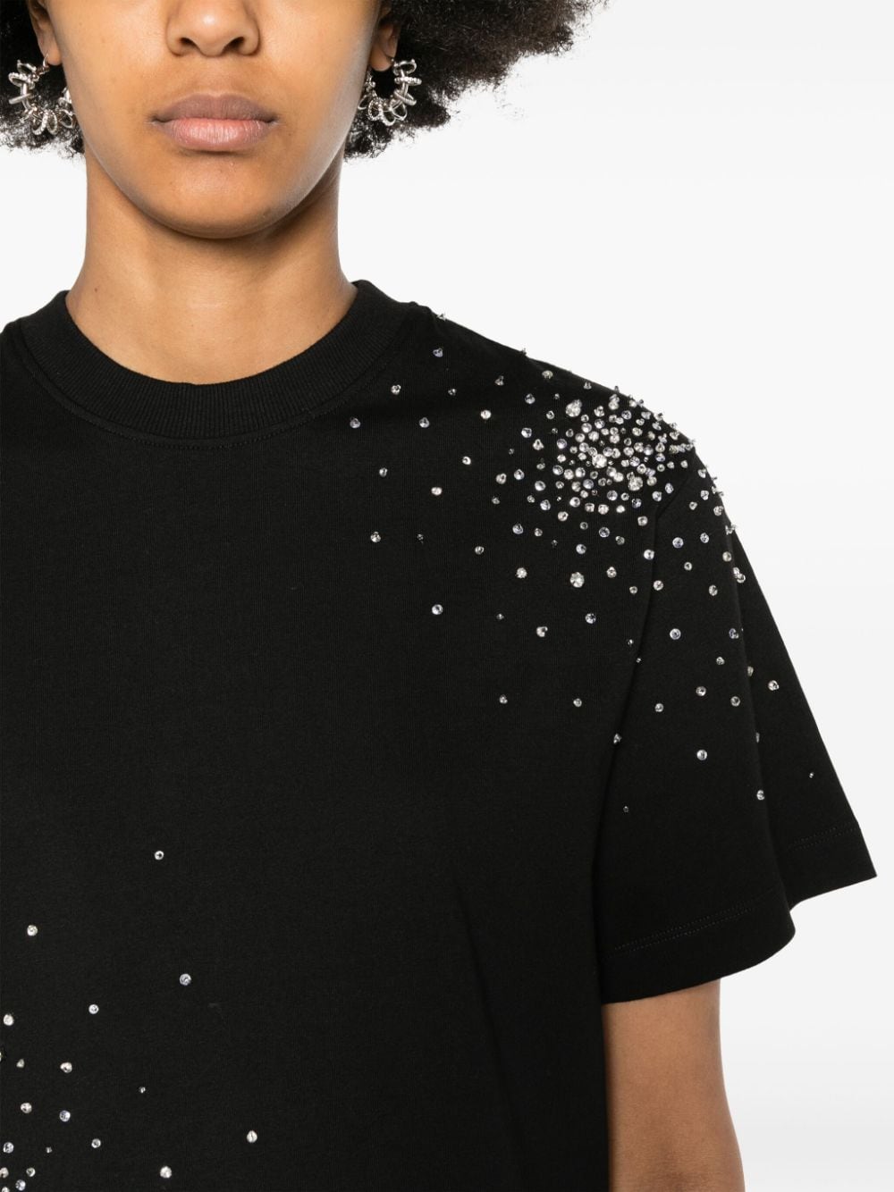 Shop Des Phemmes Crystal-embellished T-shirt In Black