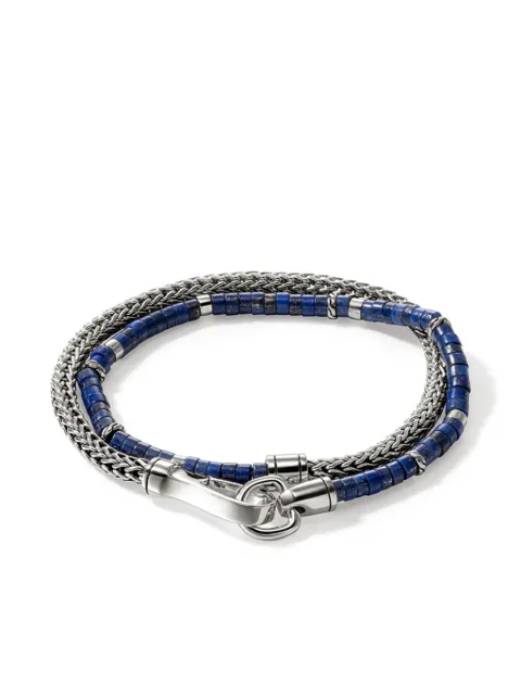 John Hardy sterling silver lapis lazuli heishi bracelet