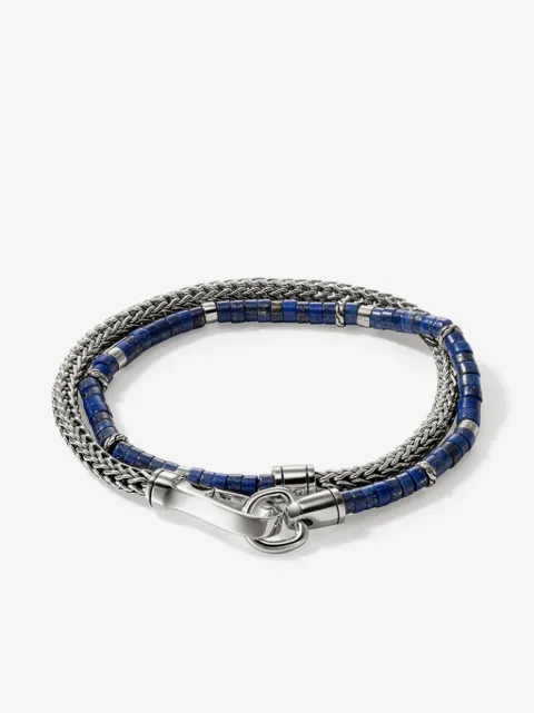 John Hardy sterling silver lapis lazuli heishi bracelet