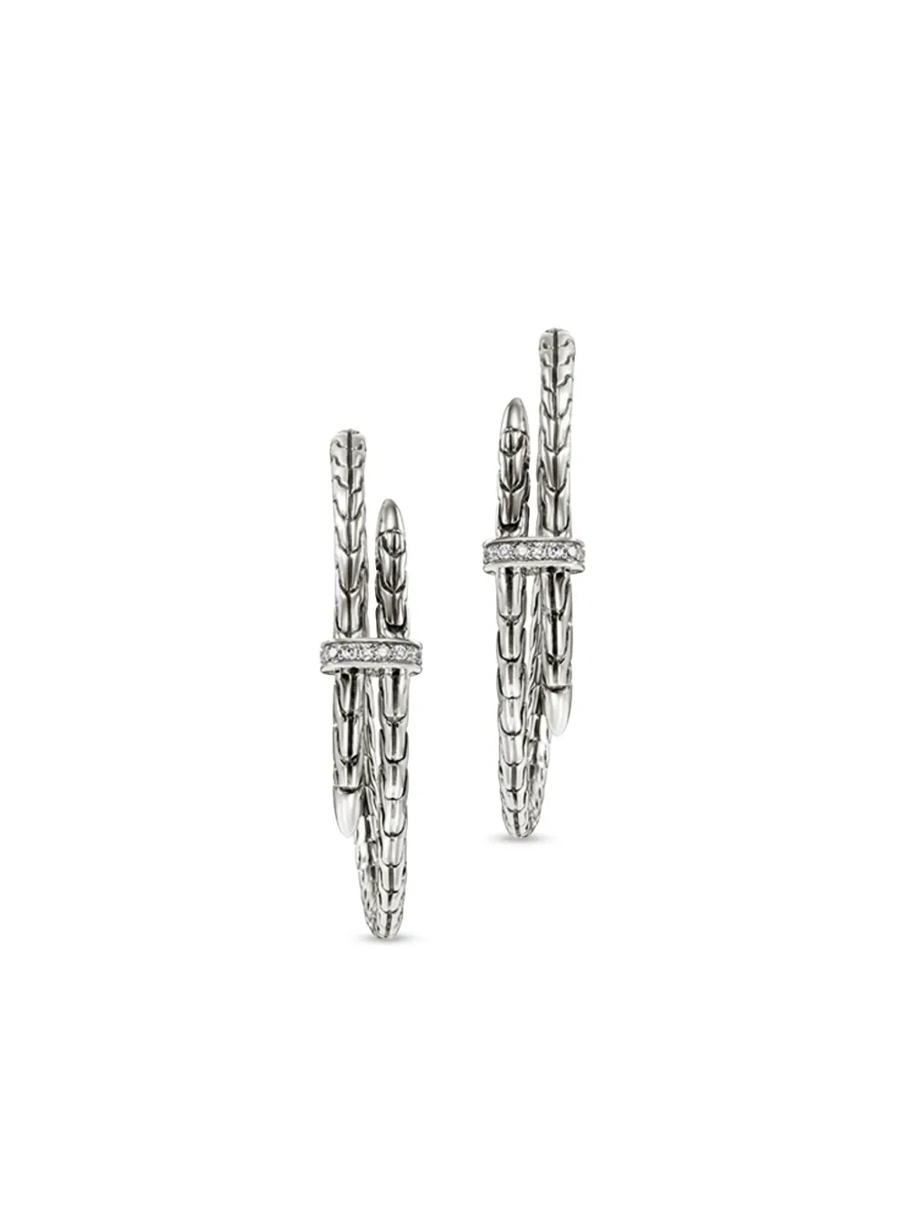 John Hardy sterling silver Spear diamond hoop earrings - Argento