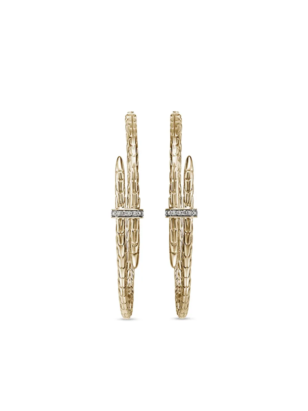 John Hardy Spear ダイヤモンド フープピアス L 14Kゴールド - ゴールドトーン John Hardy Spear ダイヤモンド フープピアス L 14Kゴールド - ゴールドトーン