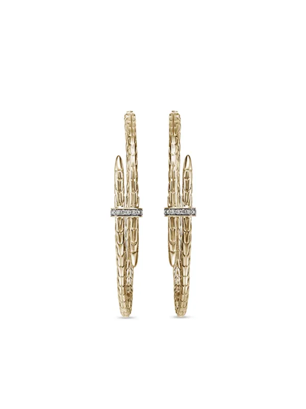 2025年最新入荷 John Hardy Spear ダイヤモンド フープピアス L 14Kゴールド アクセサリー