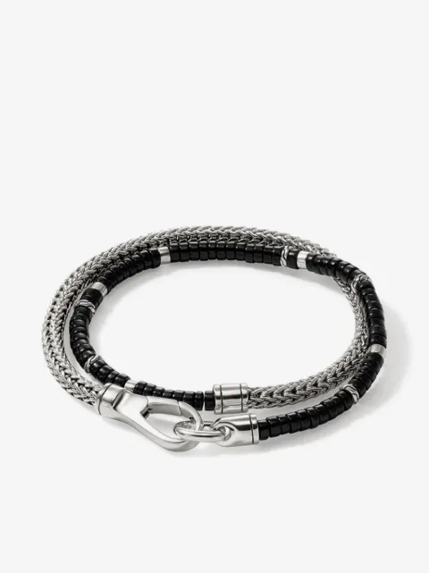 John Hardy sterling silver black onyx heishi bracelet