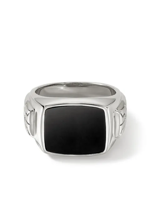 John Hardy anillo de sello en plata de ley con ónix