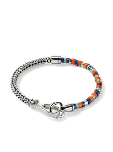 John Hardy sterling silver lapis lazuli and turquoise heishi bracelet