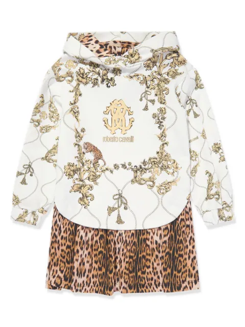 Roberto Cavalli Junior chain-print layered dress