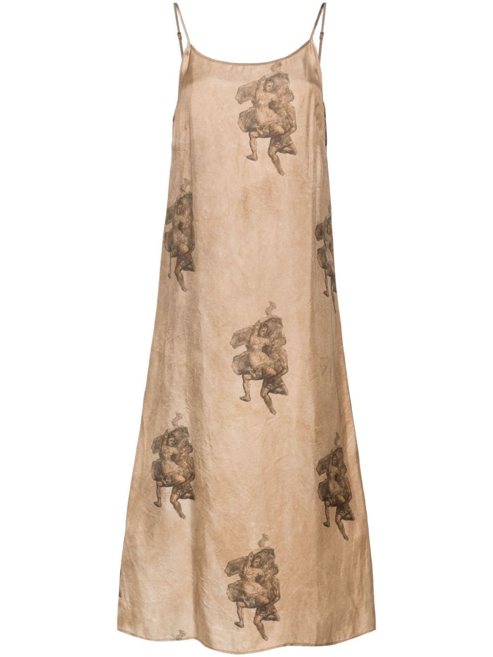 Shop Uma Wang Renaissance-print Midi Dress In Neutrals
