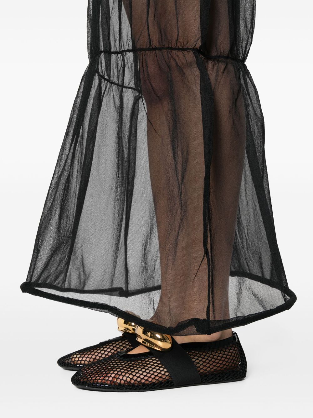 Shop Uma Wang Sheer Elasticated Maxi Dress In Black