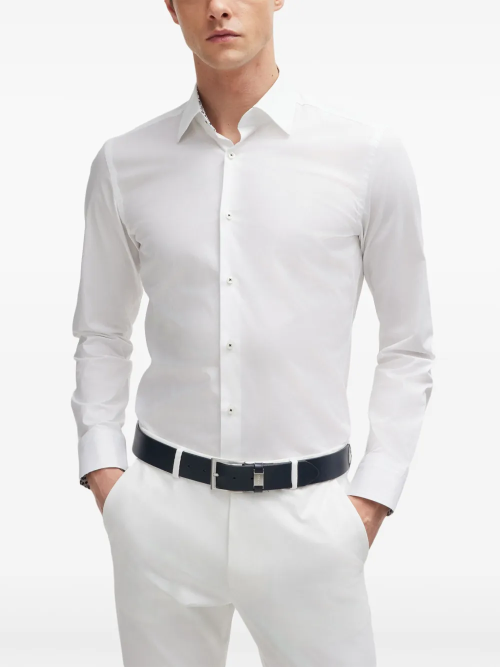 Classic-Collar Button-Up Shirt