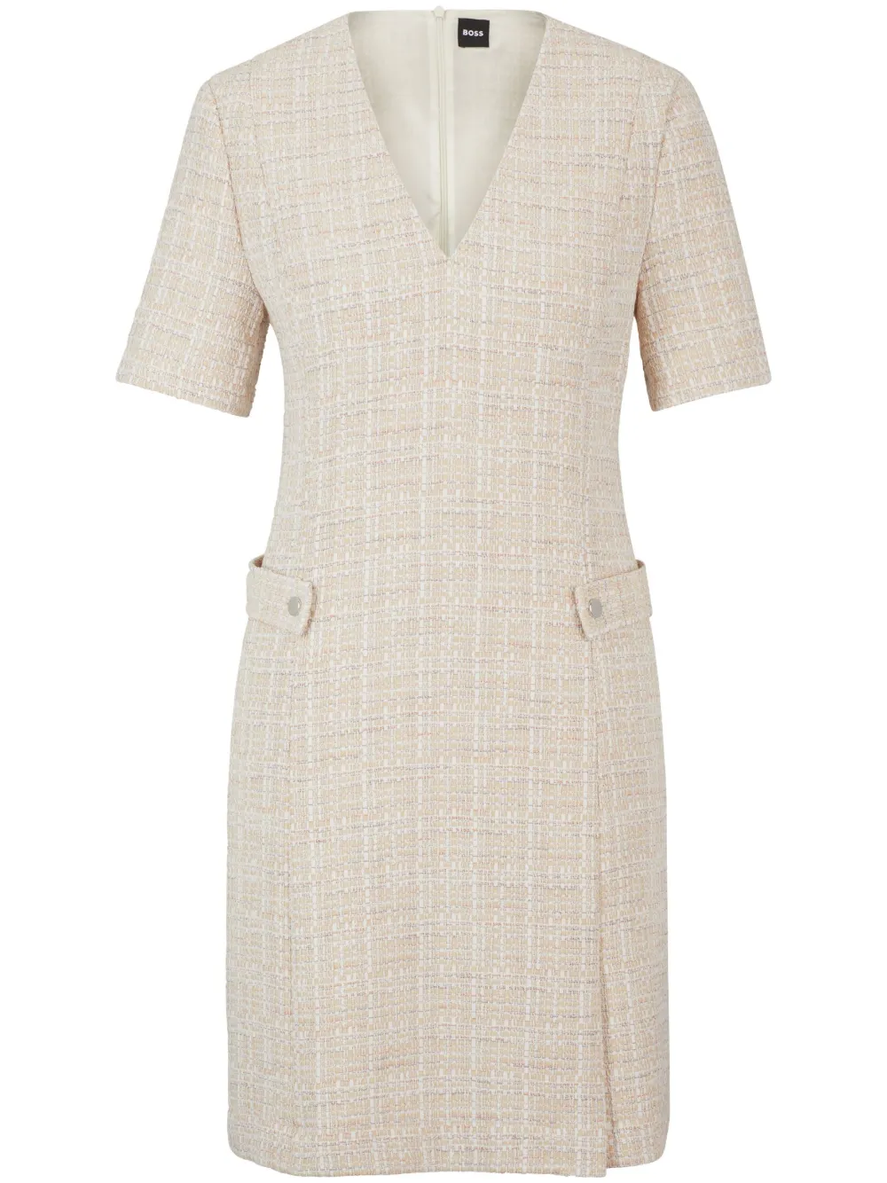 Shop Hugo Boss Tweed Mini Dress In Neutrals