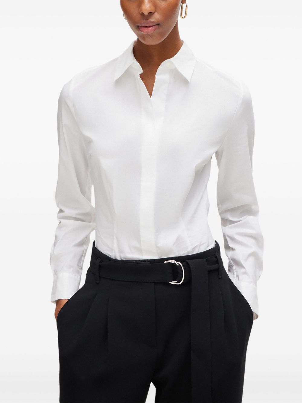 Shop Hugo Boss Long-sleeve Shirt In White