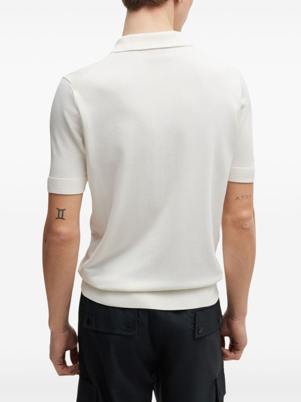 HUGO Poloshirt met logopatch en rits Wit