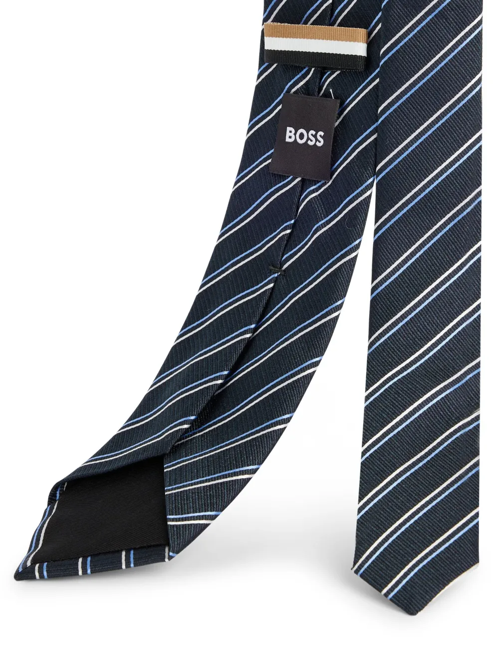 BOSS Gestreepte stropdas Blauw