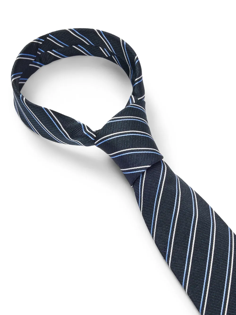 BOSS Gestreepte stropdas Blauw