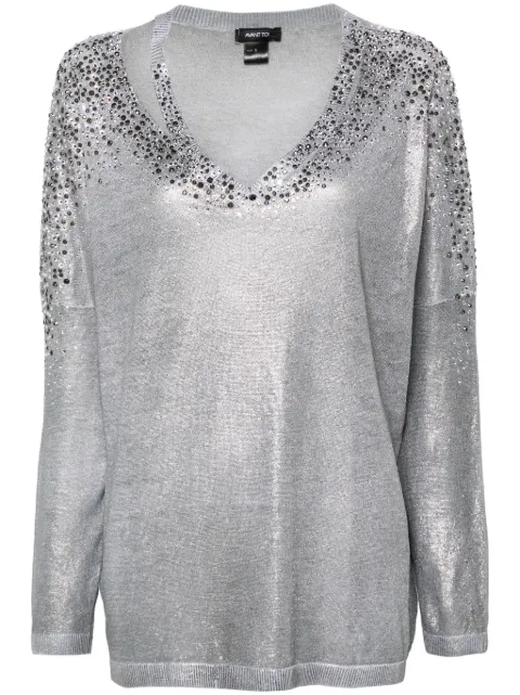 Avant Toi crystal-embellished V-neck jumper