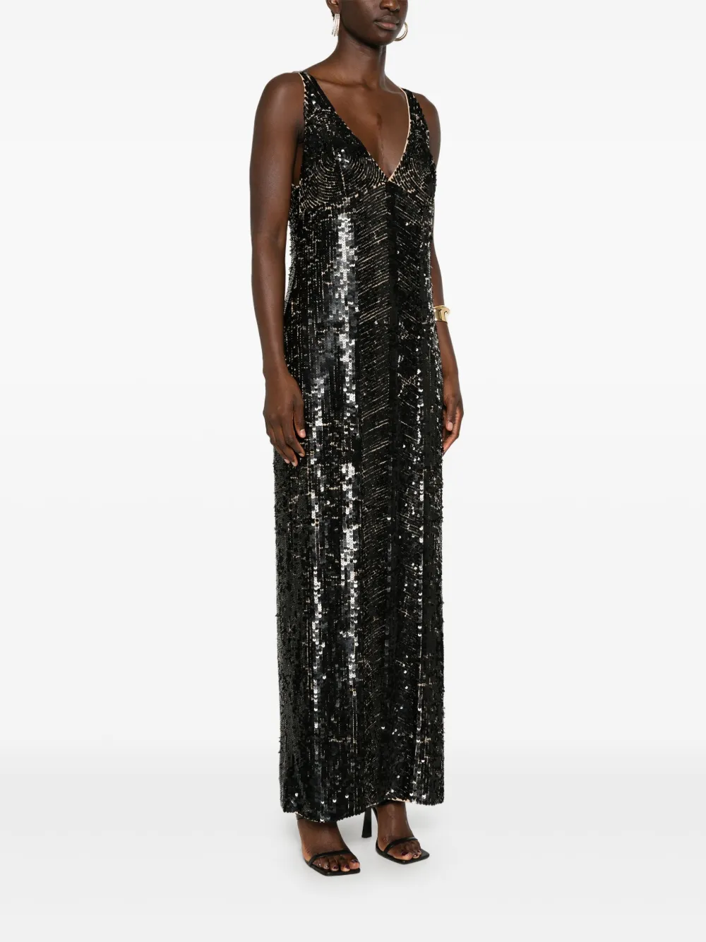 P.A.R.O.S.H. Maxi-jurk met pailletten Zwart