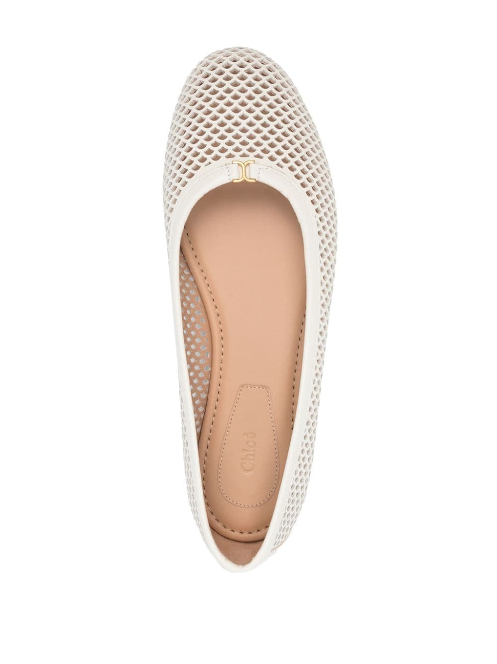 Shop Chloé Marcie Leather Ballerina Shoes In White