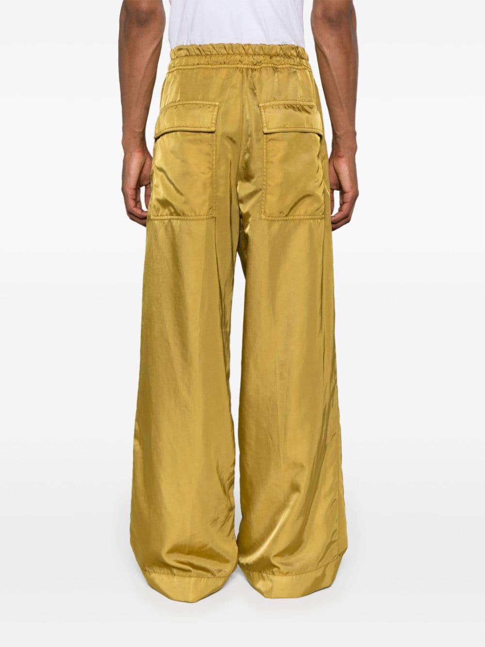 Shop Dries Van Noten Drawstring-waist Wide-leg Trousers In Green