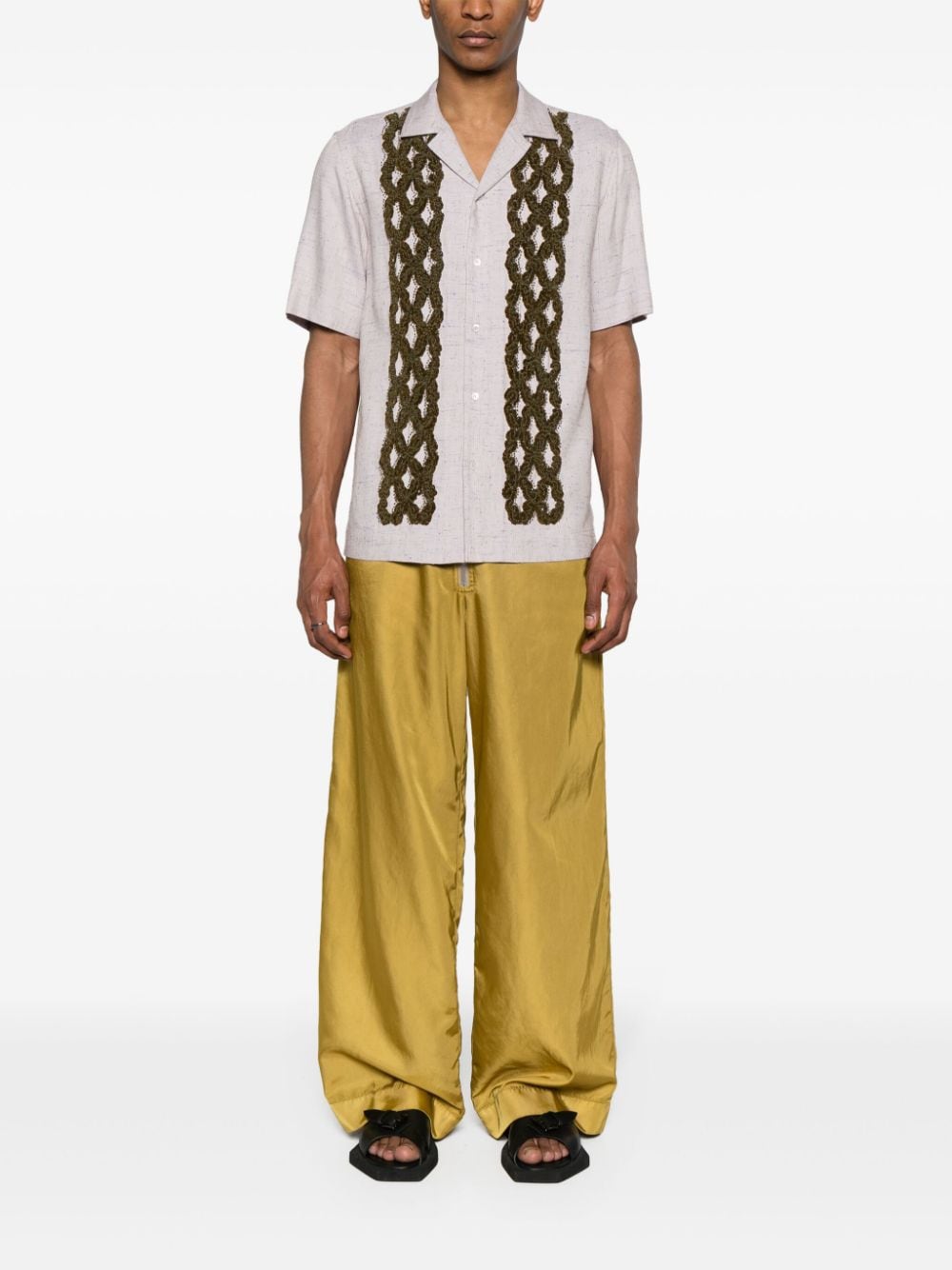 Shop Dries Van Noten Drawstring-waist Wide-leg Trousers In Green