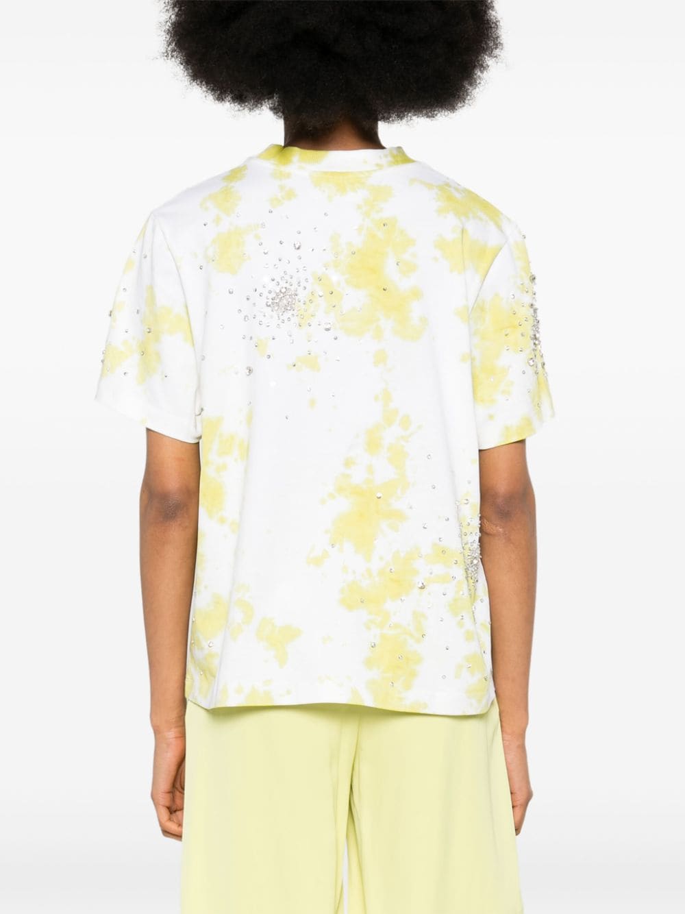 Shop Des Phemmes Crystal-embellished Tie-dye T-shirt In White