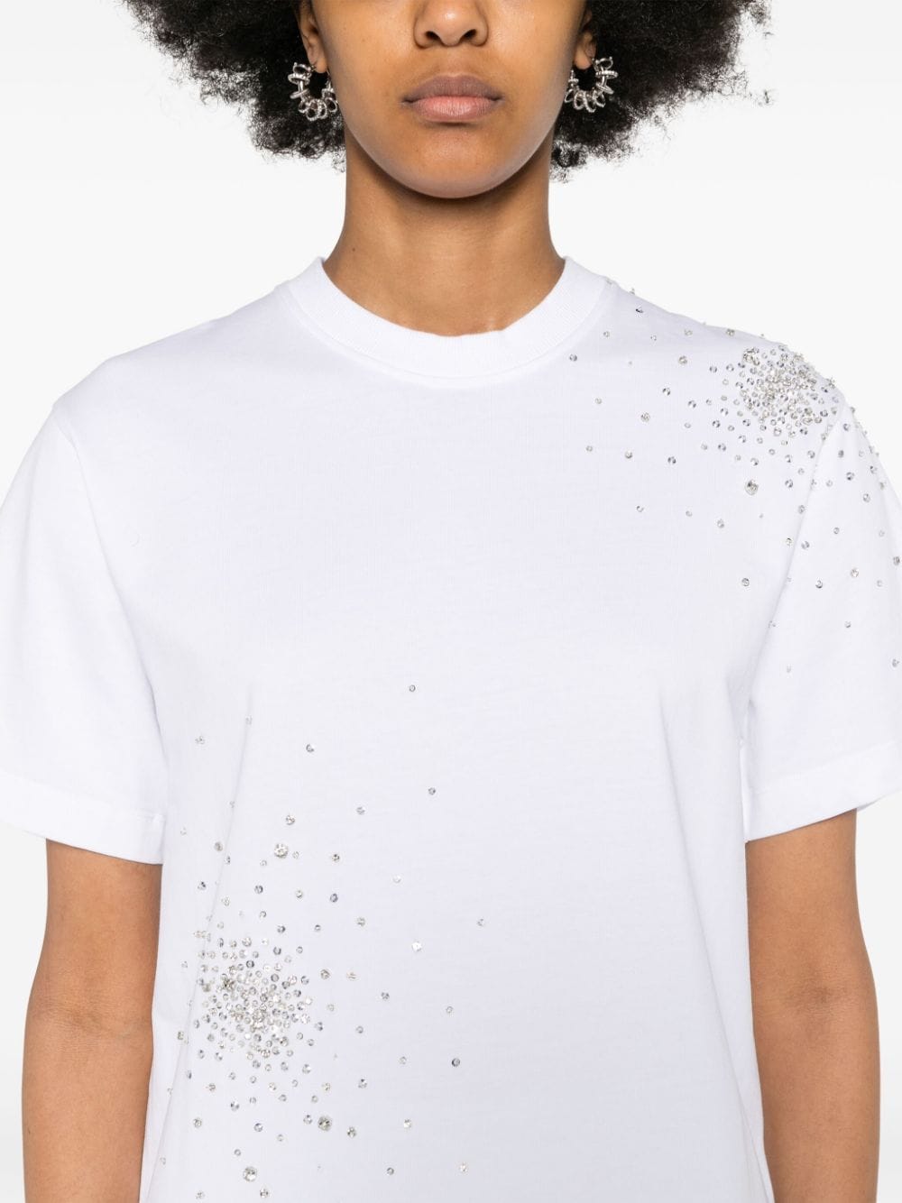 Shop Des Phemmes Crystal-embellished T-shirt In White