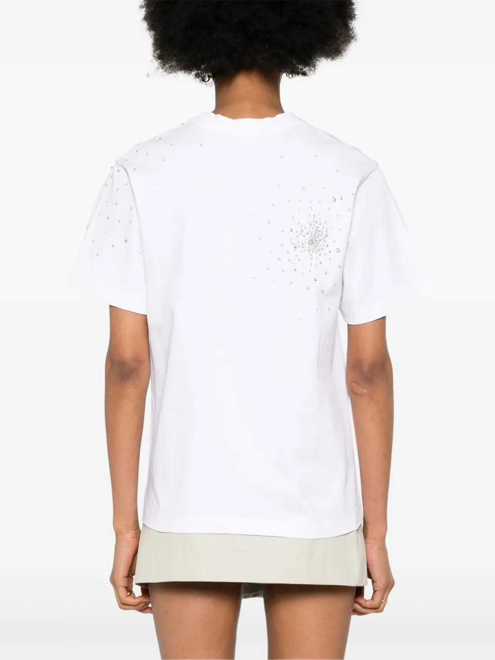 Shop Des Phemmes Crystal-embellished T-shirt In White